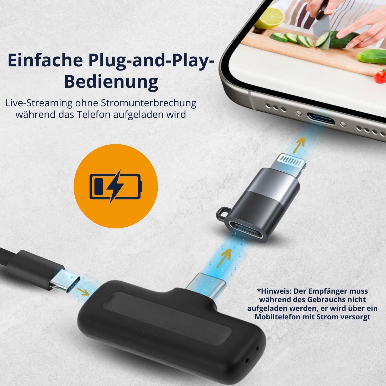 Mini Mikrofon Handy Kabellos Mic mit Ladekoffer Wireless Lavalier Ansteckmikrofon für Podcast TikTok Vlog YouTube Video Aufnahme USB C Plug and Play Mikrofon Smartphone iPhone