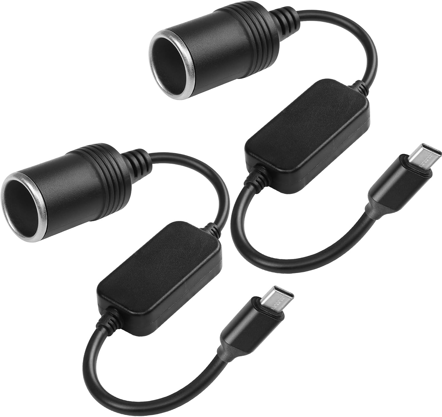 CERRXIAN 1ft USB C Male to 12V 8W Cigarette Lighter Socket Adapter Power Cable for Dash Cam, GPS, Car Led Light Strips