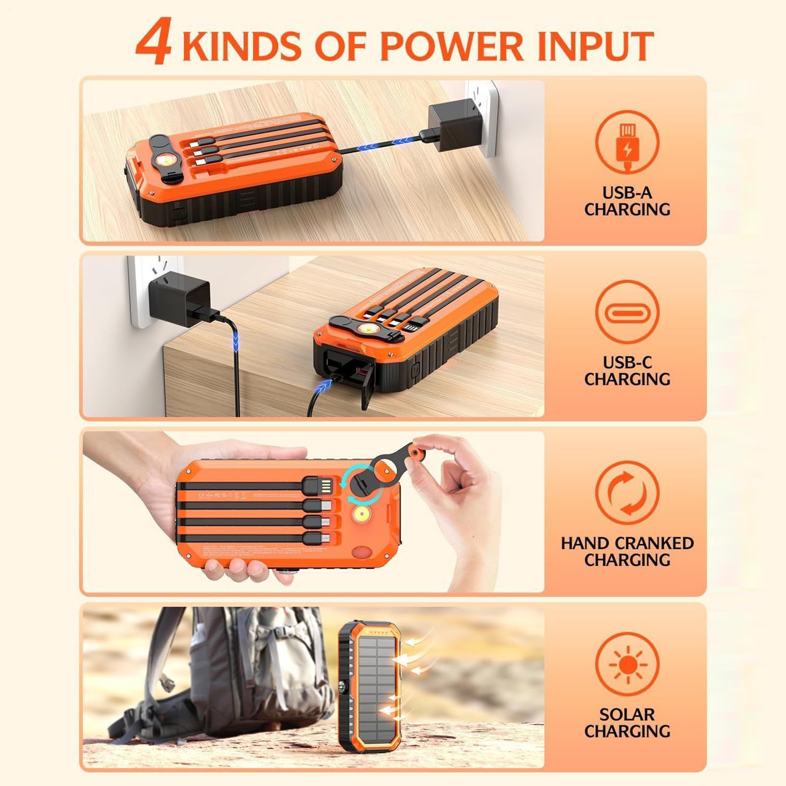 Batterie Externe à énergie Solaire, Chargeur de téléphone Portable