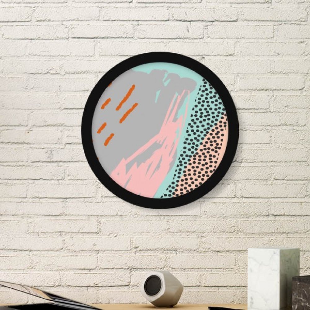Cadre photo rond en bois noir avec peinture d'art de plantes résumé pour décoration