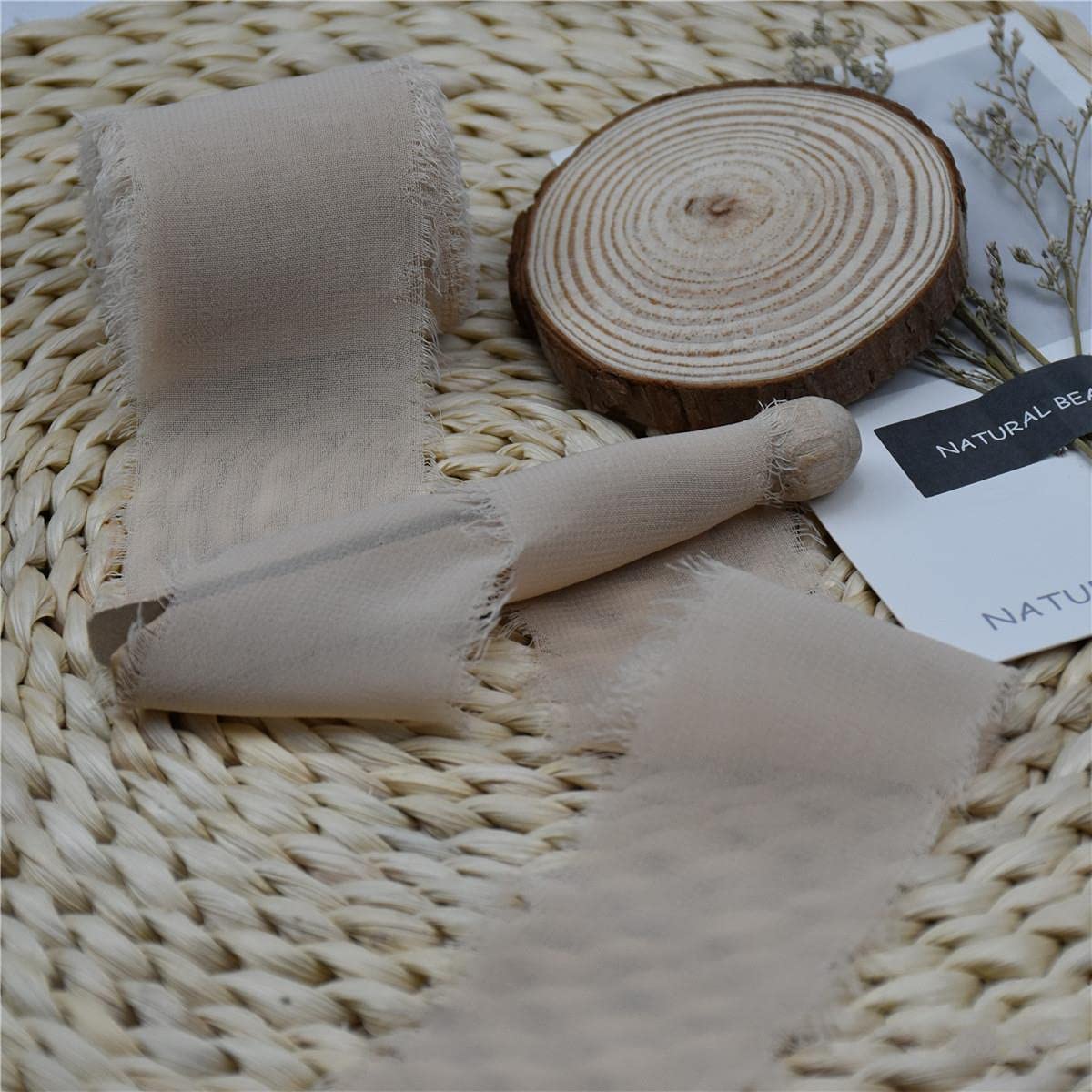 Handgemachte 4 STÜCKE 4 cm x 5,5 m Seidenchiffon Fransenband Ausgefranstes Randband Hochzeitseinladungen Blumenstrauß Geschenkverpackung DekorationFlatlay-Nebel, 4 cm x 5,5 m 4 Stück