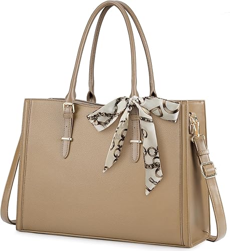 Bolsa para laptop para mujer de 15.6 pulgadas, impermeable, para laptop, bolsa de trabajo de cuero para oficina, viaje, bolsa de hombro, color