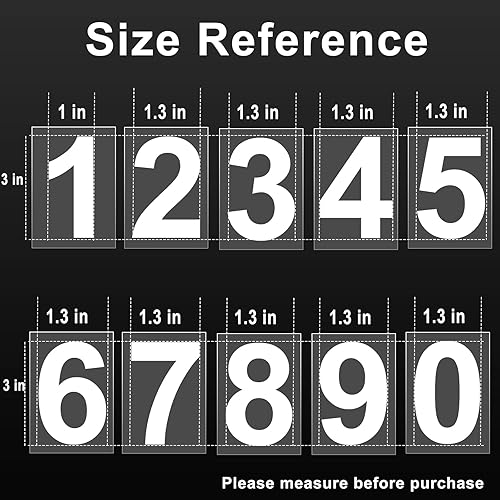Miniatura 6 de Números de buzón para exteriores, 50 calcomanías reflectantes de números con pestaña adhesiva para una fácil separación de la parte trasera,