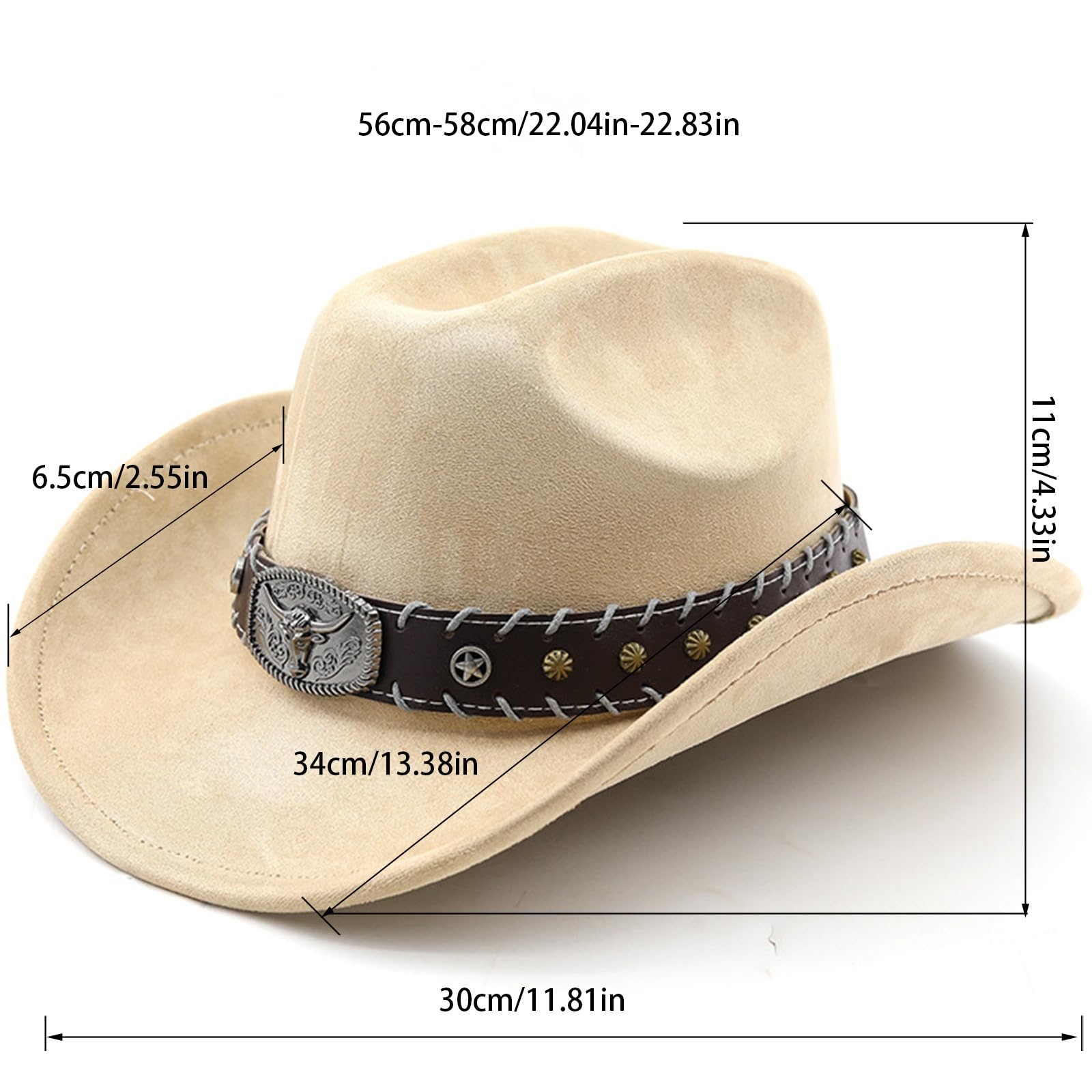 Générique Chapeaux de Cowboy pour Femmes et Hommes Denim et Cuir, Style Occidental Rétro avec Boucle de Ceinture Large Bord pour Ranch, Fêtes et Tenue Western