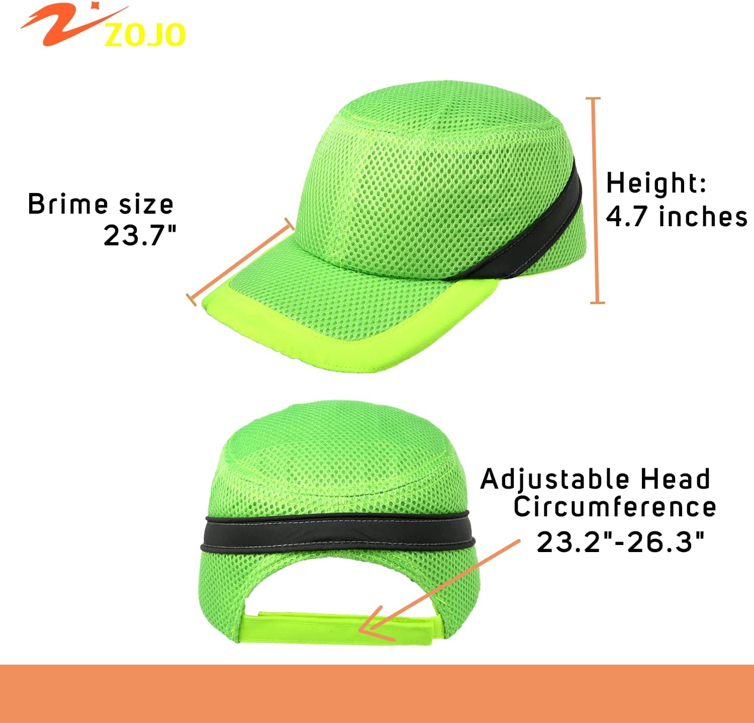 Zojo Baseball Bump Cap Hard Hat Helmet,5PCS Reflective Breathable Lightweight Safety Cap for Men and Women