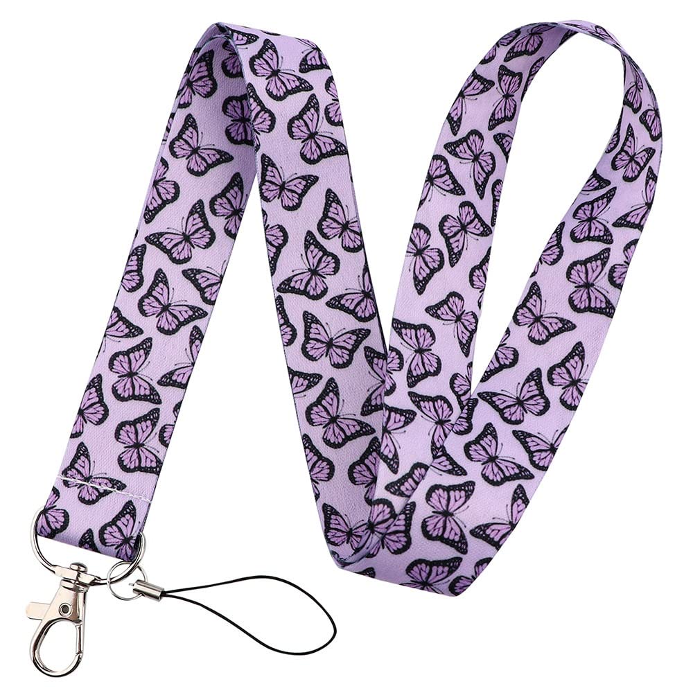 hansum Lanyard Neck Strap, Cartoon Animal Lanyards with Safety Buckle, for ID Badge Holder, Keys, Work Permits, Mobile Phones (Color : Butterfly 3, Size : 45cm)