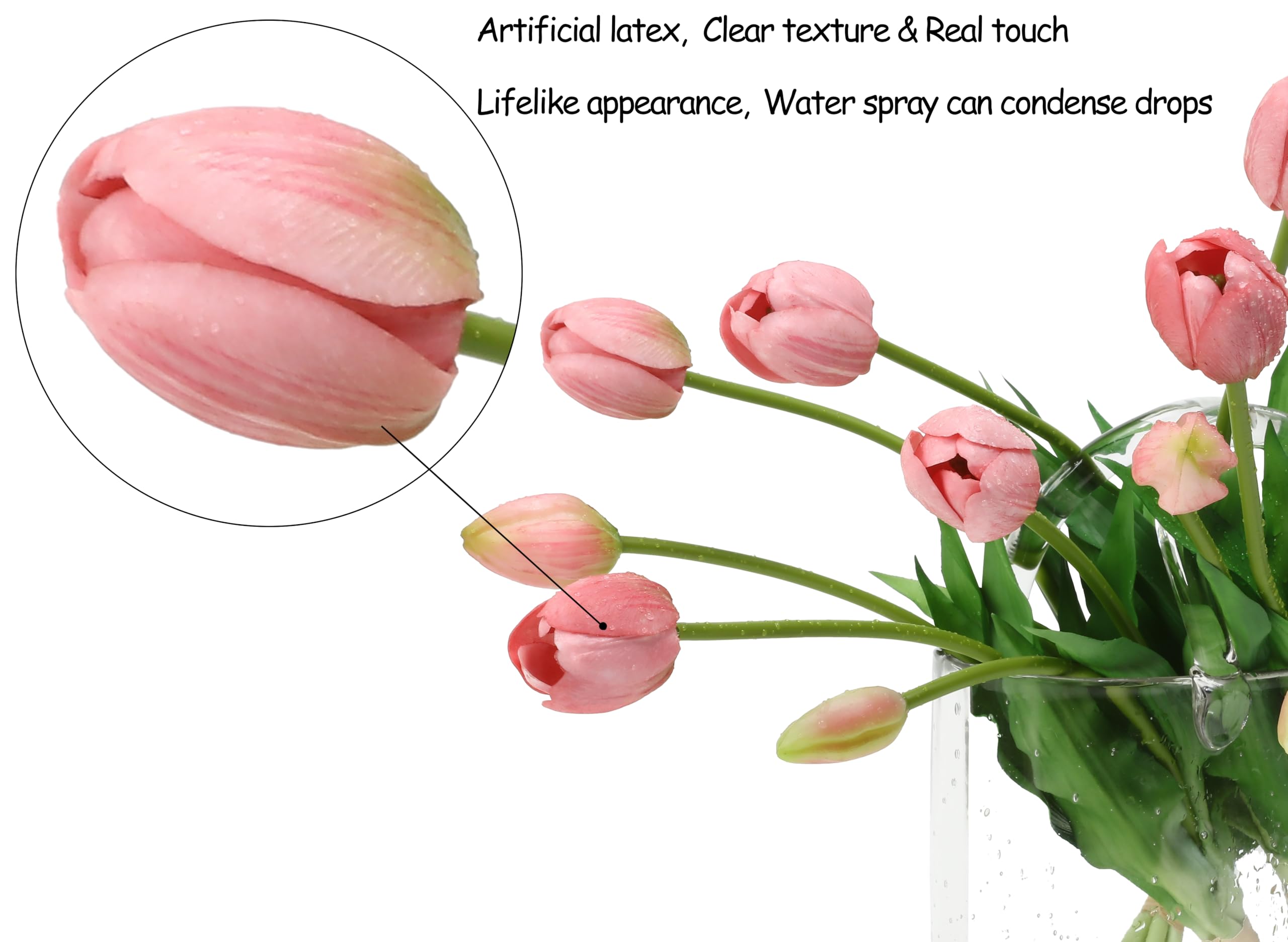 Künstliche Latex-Tulpen Blumen, fühlen sich echt an, für Haus, Garten, Hochzeit, Party und Festival, Dekoration, DIY-Blumenarrangements, Dunkelrosa, 15 Stück