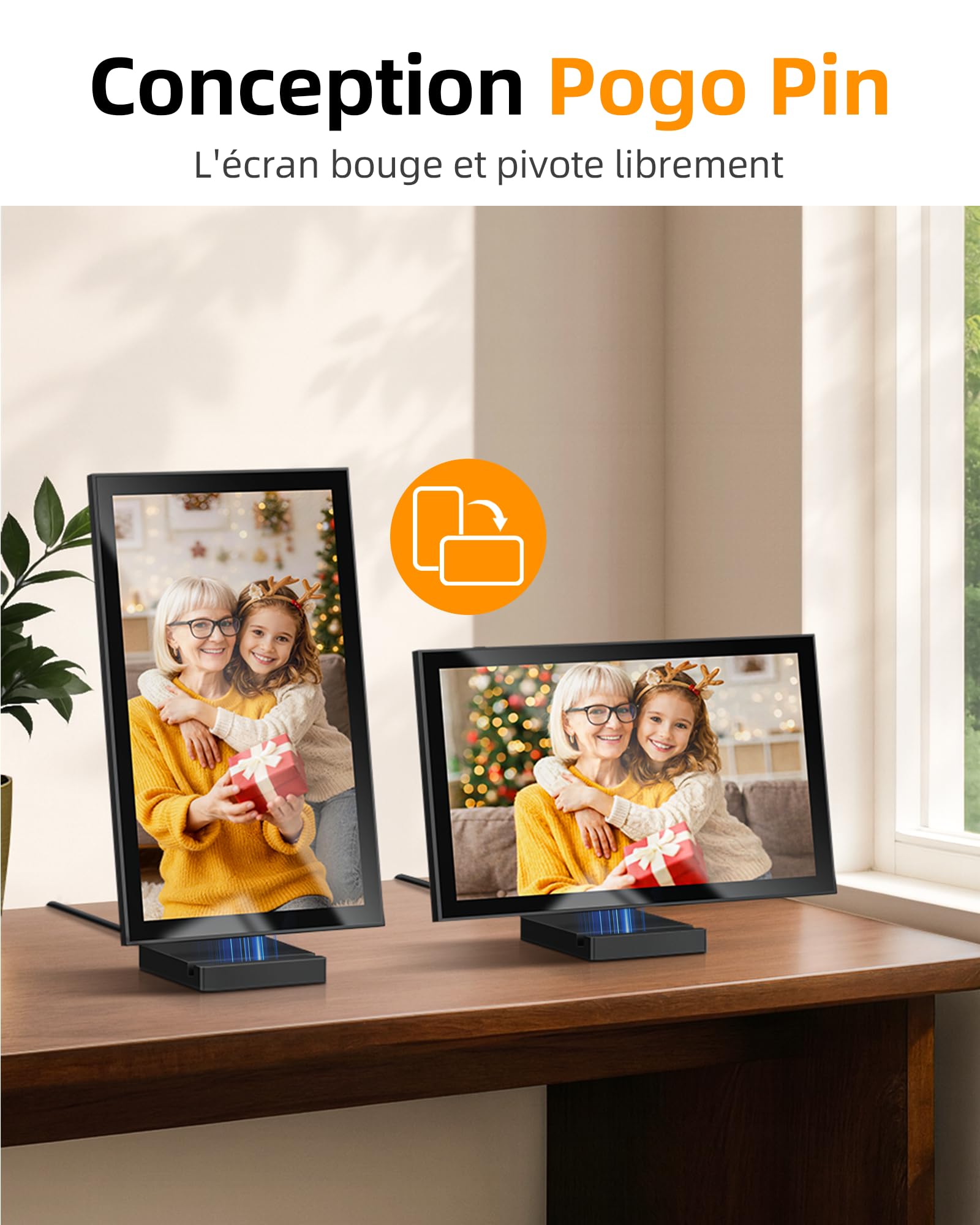 Cadre Photo Numérique 10,1" Wi-FI avec Mémoire de 64 Go, Cadre Photo électronique avec écran Tactile IPS 1280 x 800, Photos/vidéos Via l'application Frameo