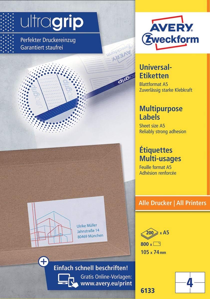Printation 105 x 74 mm folie-etiketten, zelfklevend, doorzichtig - 10 A4 vellen 2x4 / 8 labels per blad - glasheldere zelfklevende etiketten 105x74, waterbestendig - bedrukbare kleeffolie, transparant