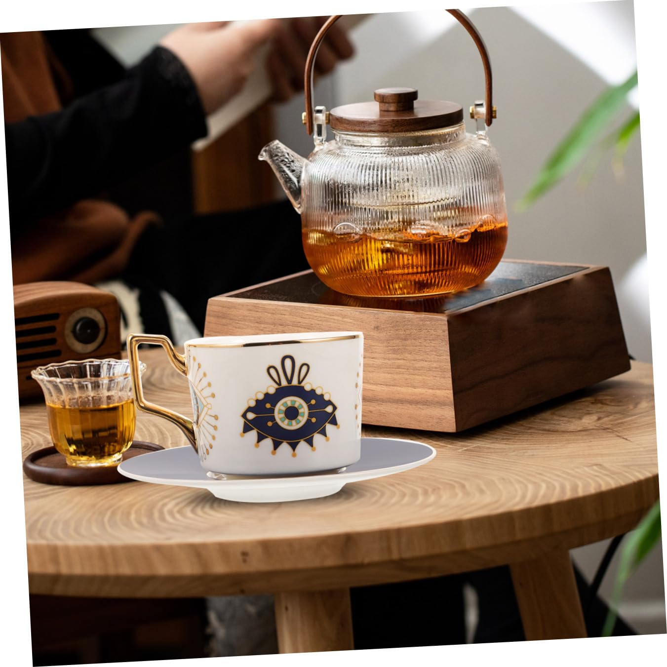 Set Di Tazze Da Caffè in Ceramica Con Occhio Diabolico E Manico Tazza Da Tè in Ceramica Con Piattino Design Elegante Per Casa E Ufficio