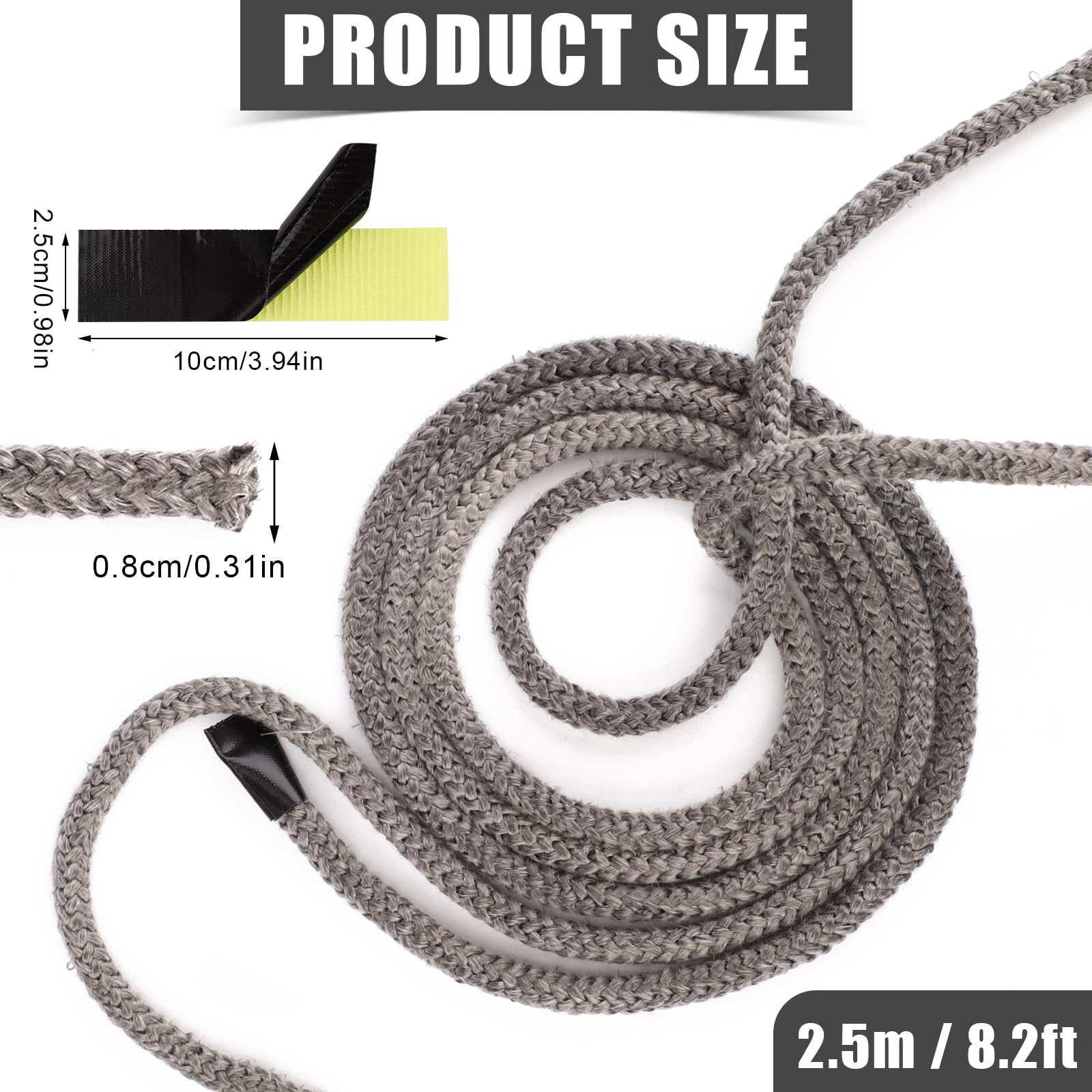 Sello De Cuerda De Fibra De Vidrio 2 Metros Para Puertas De Estufa - Diámetro 10 Mm | Para Leña Y Pellets