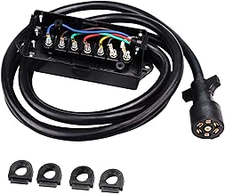 Primelux 10ft 7-way Trailer Cord with Junction Box - 7-Pin Trailer Connector Plug Wiring Harness - 7 Blade Copper Wire Cable for RVs, Campers, Trailers, Towing Vehicles (10ft with Junction Box) - coolthings.us