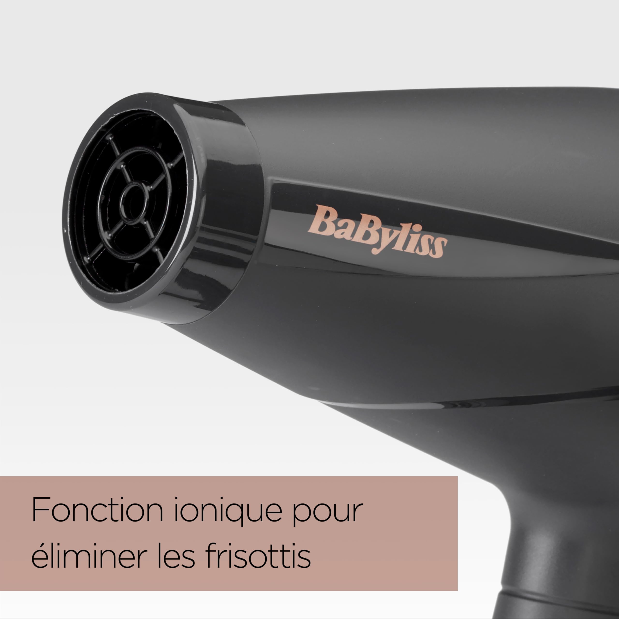 BaByliss Sèche-cheveux Smooth Pro - Sèche-cheveux puissant de 2100W, Fabriqué en Italie, Technologie ionique anti-frisottis, 3 réglages de température et 2 réglages de vitesse, Noir, 6709DE