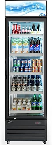 JAEcool Refrigerador merchandiser de una sola puerta, refrigerador de pantalla de vidrio templado de baja generación, enfriador vertical de bebidas
