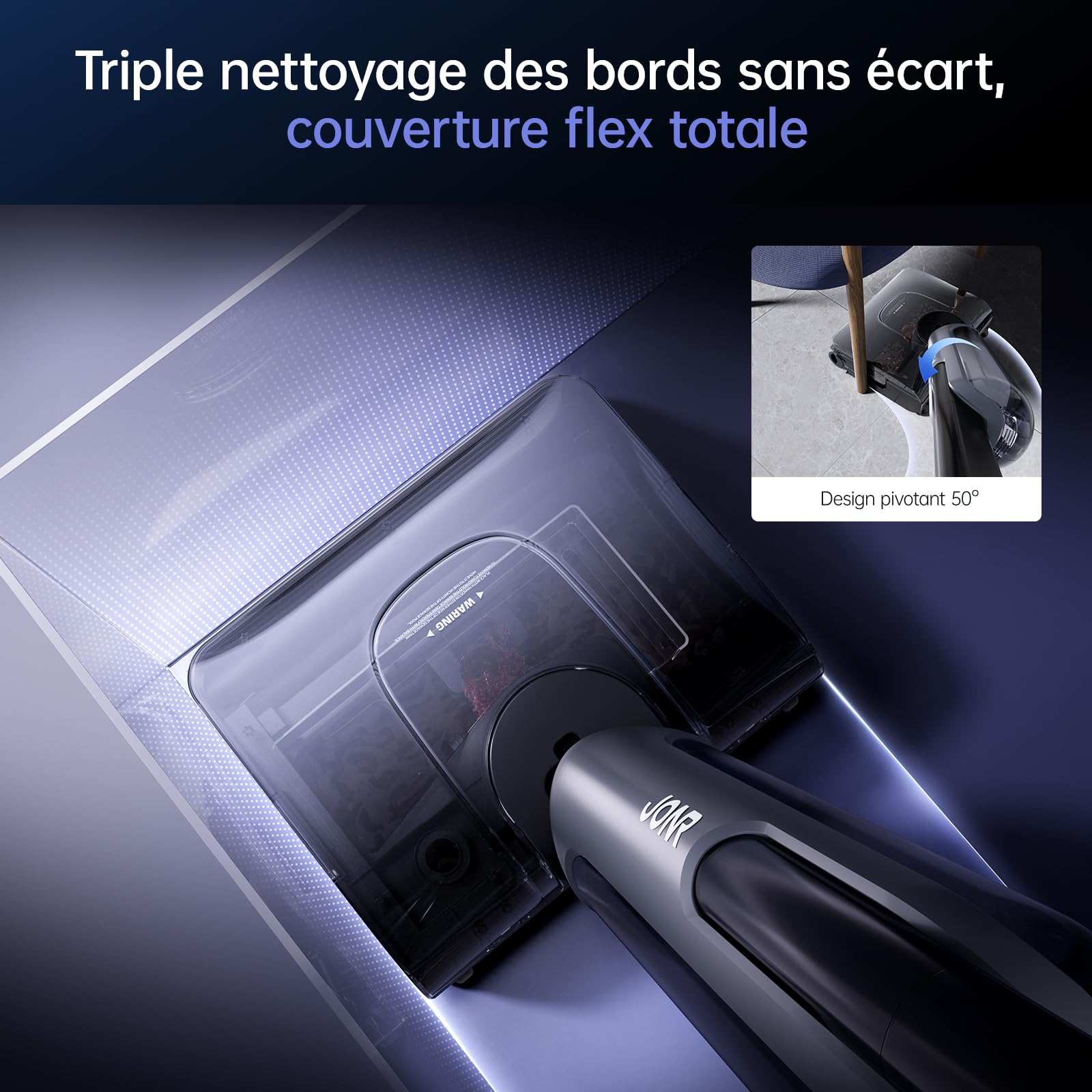 JONR Aspirateur Eau et poussière 20 000 Pa H2, Design innovant sans Odeur, réservoir d'eau Extra Large de 1500 ML avec Plat à 180° (Puissance d'aspiration et Puissance d'eau Non réduites). (S)
