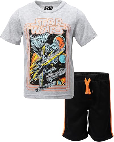 STAR WARS Darth Vader Stormtrooper Millenium Falcon - Conjunto de camiseta y pantalones cortos de malla con gráfico de Halcón Milenio
