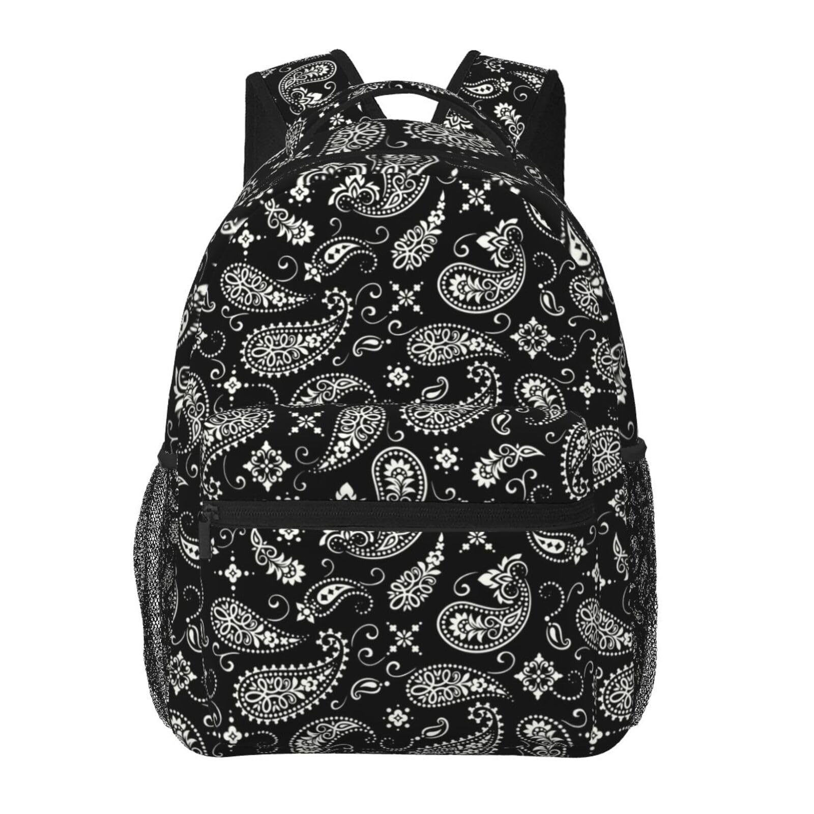 HiHELLOH Black And White Paisley Backpack Business Travel Anti Theft Sturdy Backpack College Daypacks for Women & Men