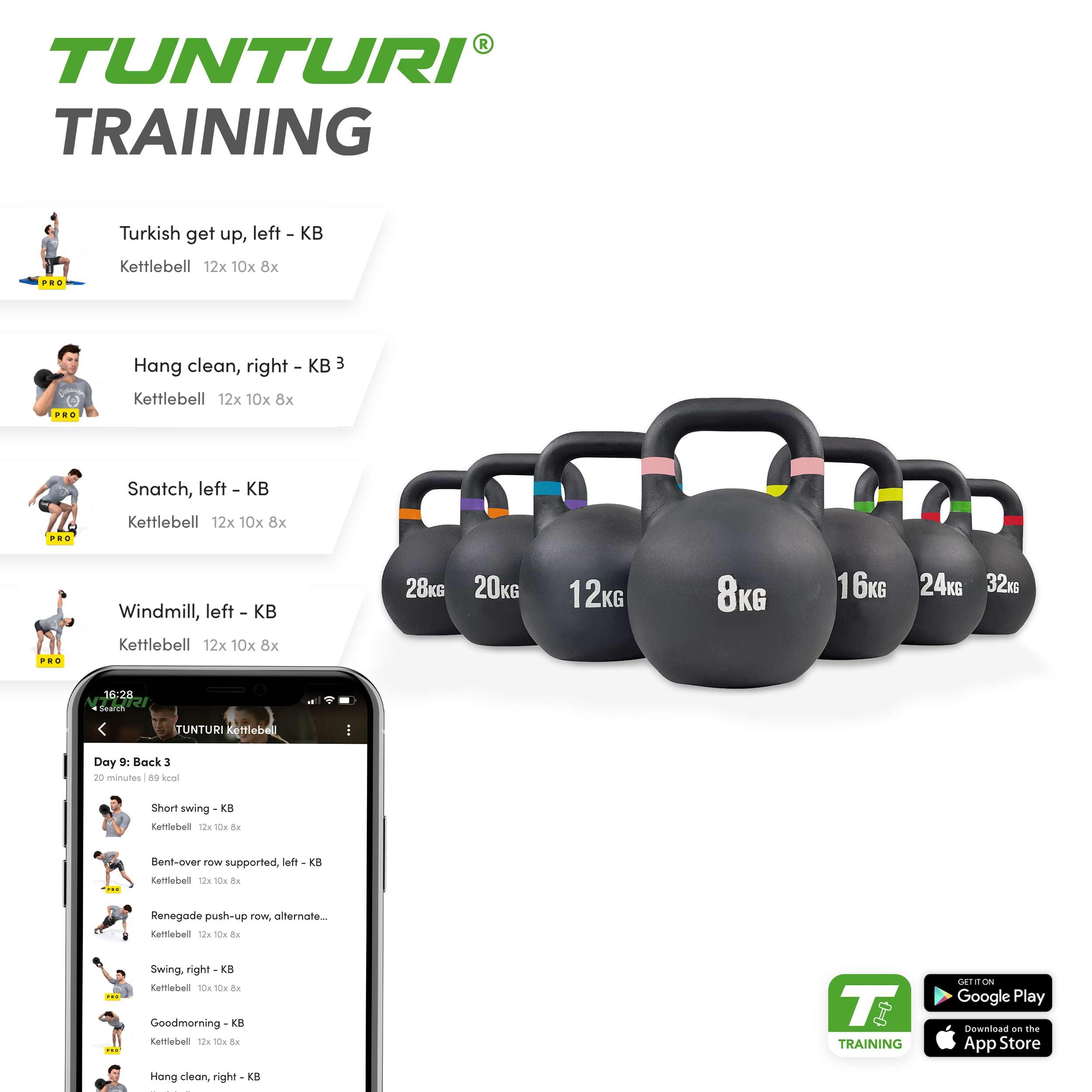 Tunturi PRO Kettlebell 8kg Rosa
