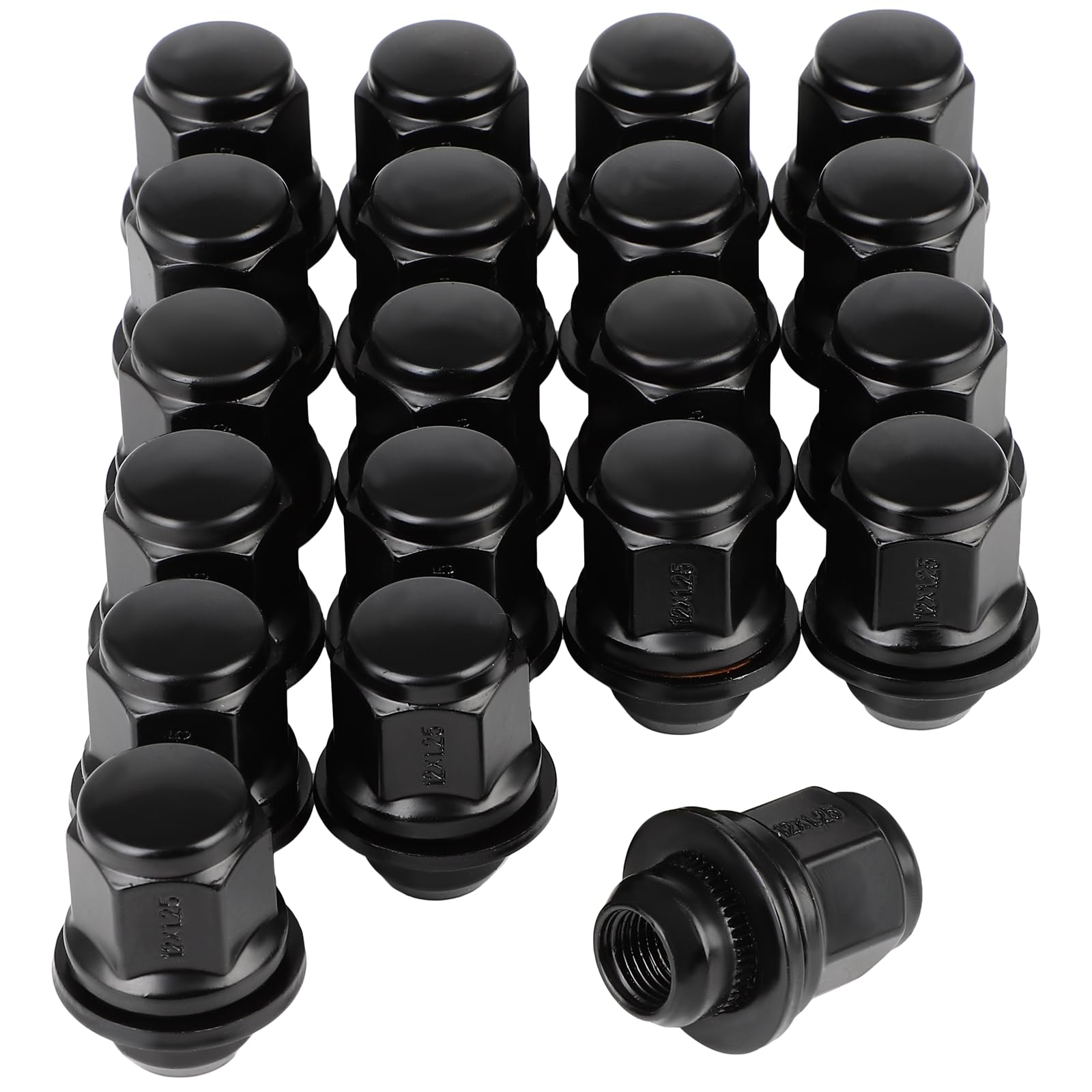 ECCPP Set of 20 Black Lug Nuts M12x1.25 Wheel Lug Nuts Closed End Lug