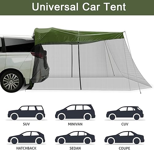 Miniatura 4 de G4Free Toldo para automóvil con mosquitera, portátil, para SUV, para puerta trasera, para exteriores, campamento, automóvil, viajes, (verde militar)