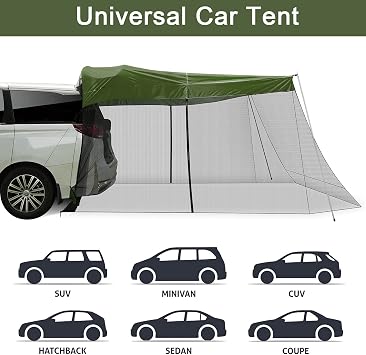 G4Free Car Awning Sun Shelter with Mosquito Net, Portable SUV Tent