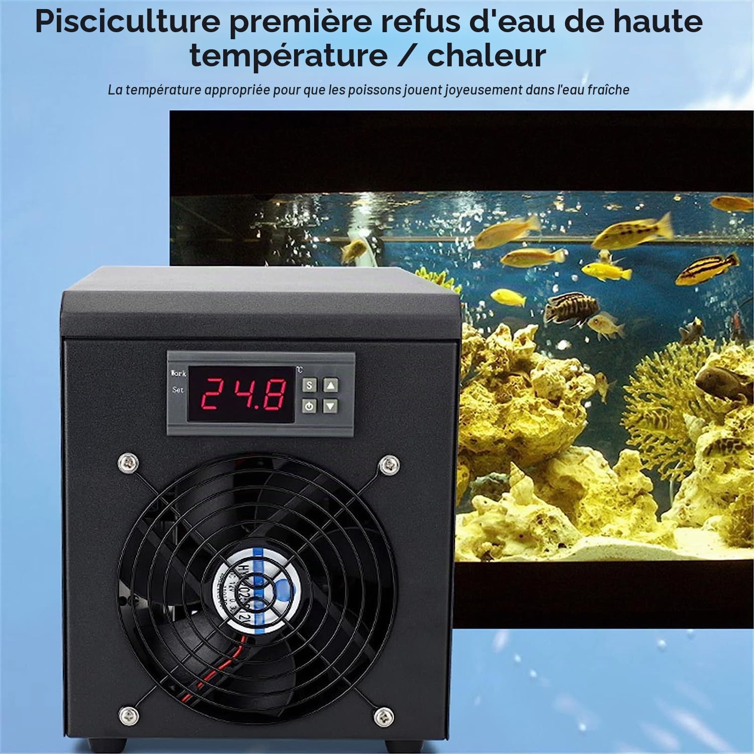 Aquarium Refroidisseur 60L Groupe Froid Aquarium Réchauffeur Aquarium Refroidisseur d'eau D'aquarium Refroidisseur De Réservoir Poisson Fruits De Mer Culture Matériel avec Pompe et Tuyau