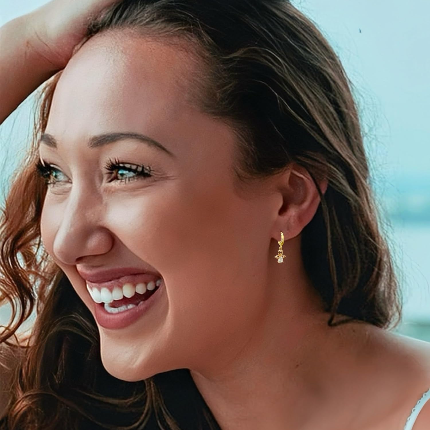 Mini Guardian Angel Huggie Hoop Earrings, Everyday Earrings, 14K Gold Plated, Minimalist Jewelry Gifts for Women Girls - Image 5