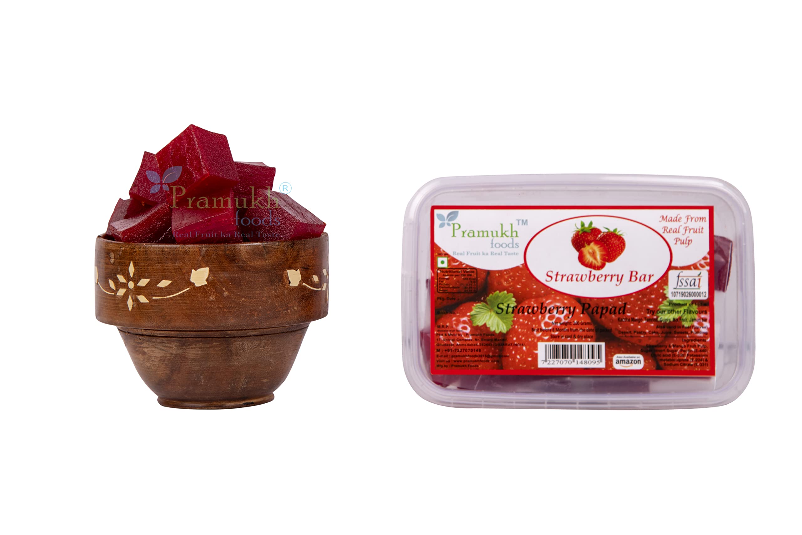 Pramukh Foods Strawberry Fruit Bar 200 Grams (Strawberry papad)