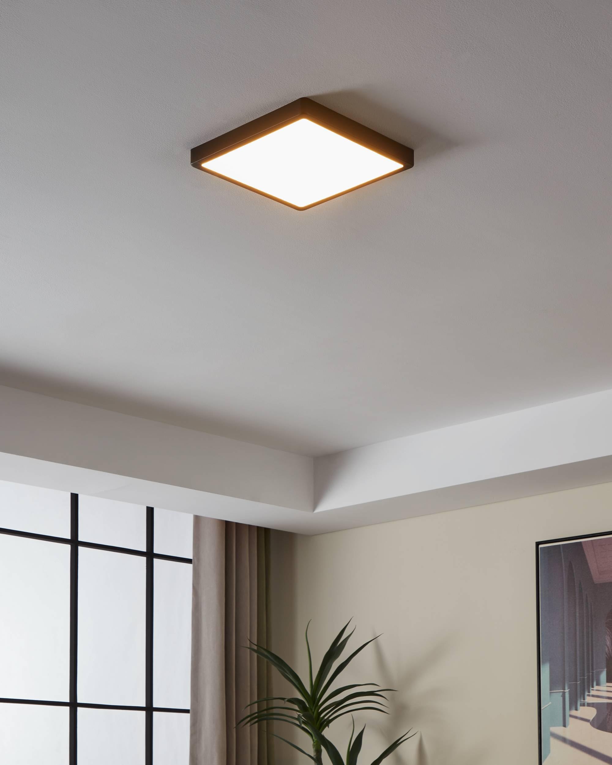 EGLO connect.z Smart Home Led lampada da soffitto per bagno Fueva-Z in | alluminio a superficie nera, L x L 28,5 cm, ZigBee, app e controllo vocale, colore luce regolabile, dimmerabile, IP44