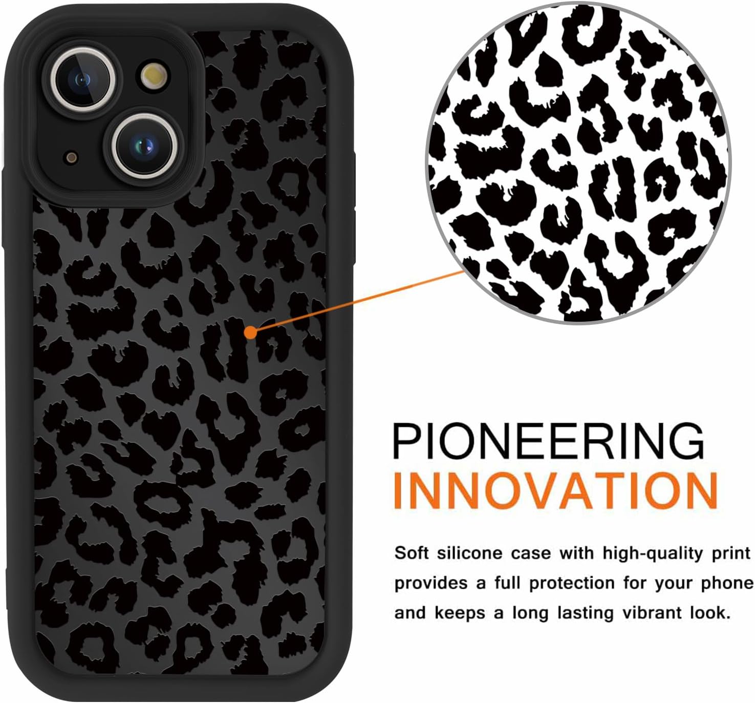 Cute Cheetah Print Phone Case for iPhone 14 Plus Case 6.7", Aesthetic Luxury Black Leopard Pattern Design Cover Shockproof Soft Slim TPU Full Camera Lens Protective Funda for Women Girls