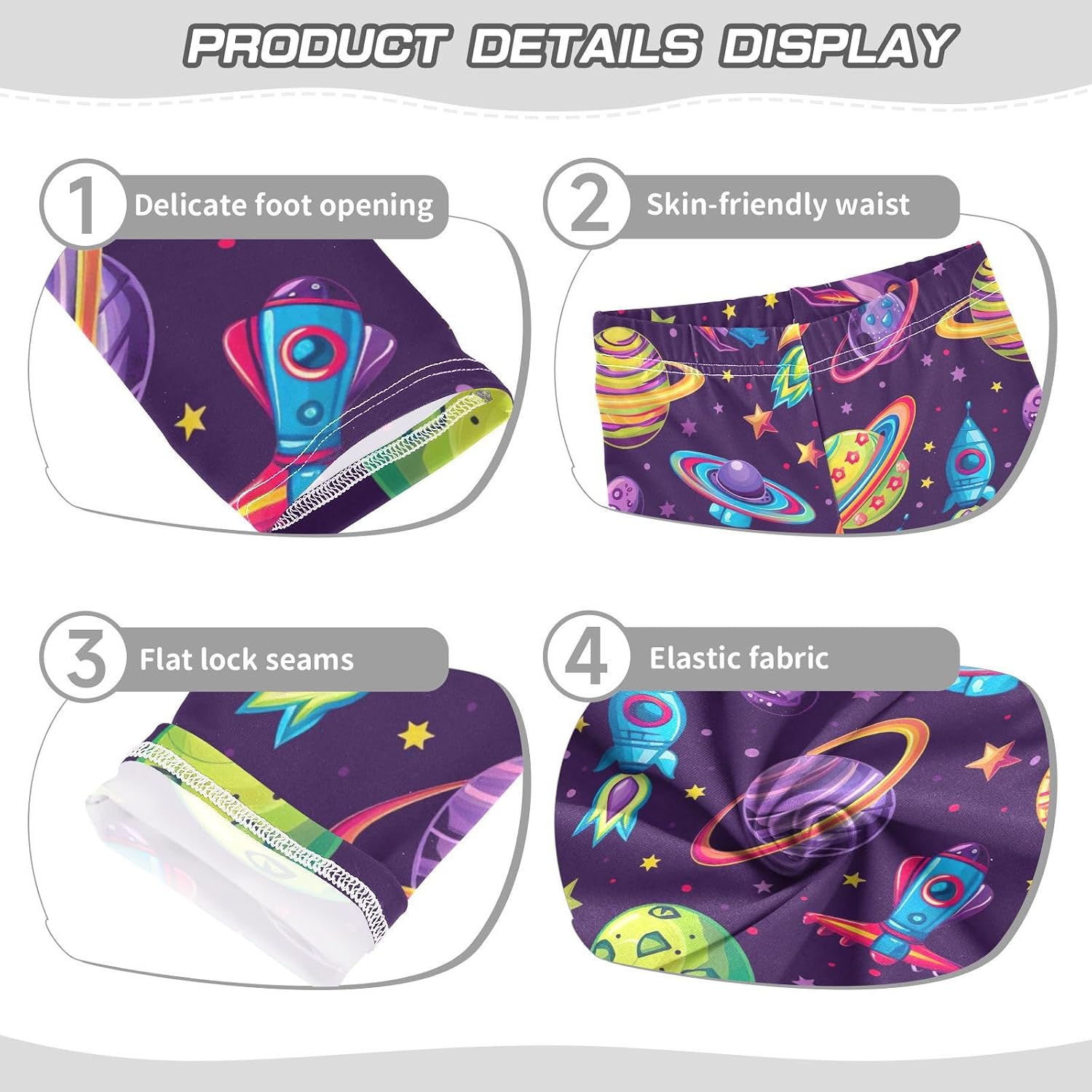 Girls Activewear Leggings Space Planets Purple