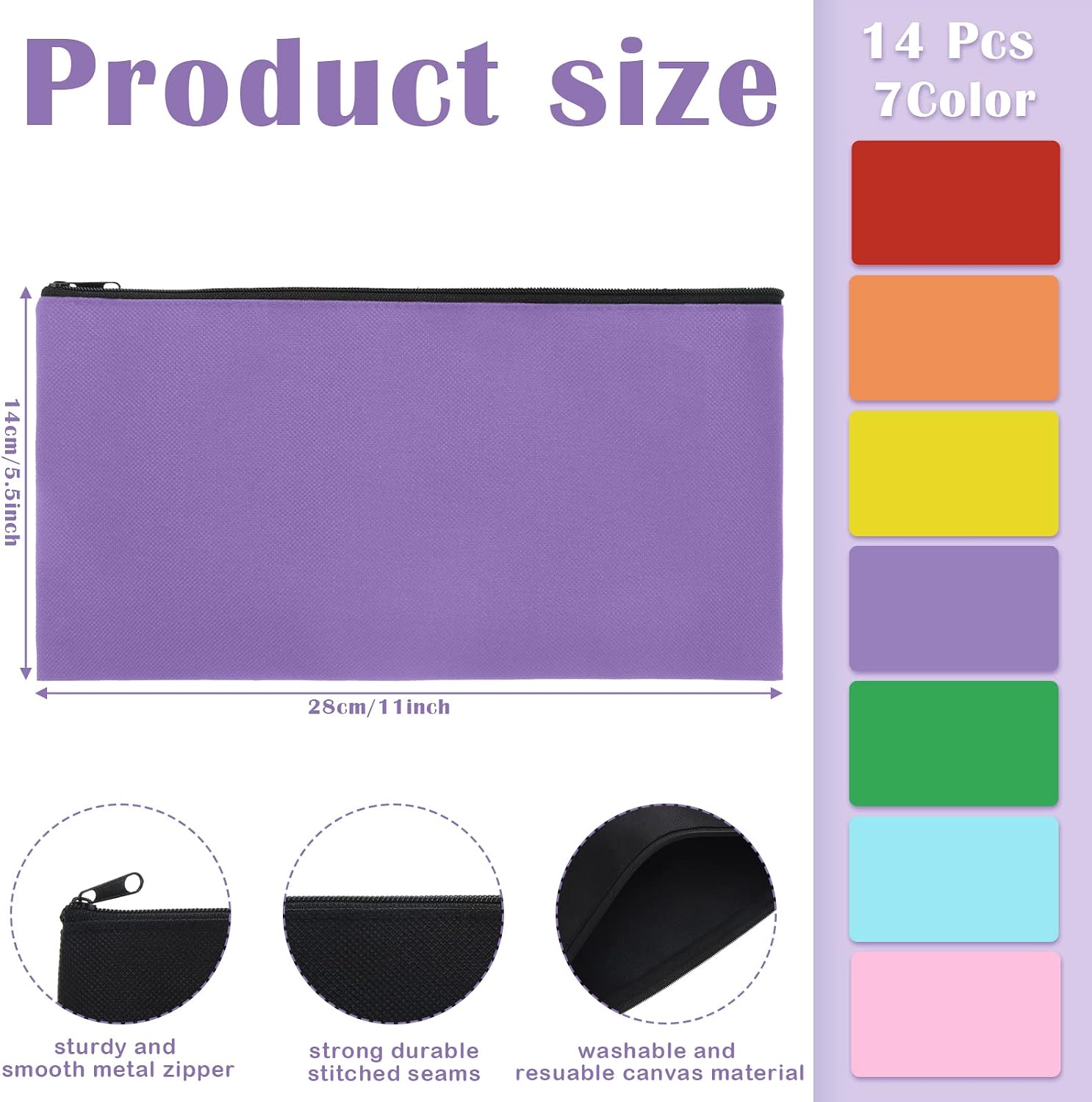 Teling 14 Pack Bank Money Bags with Zipper for Cash, Modern Color image 2