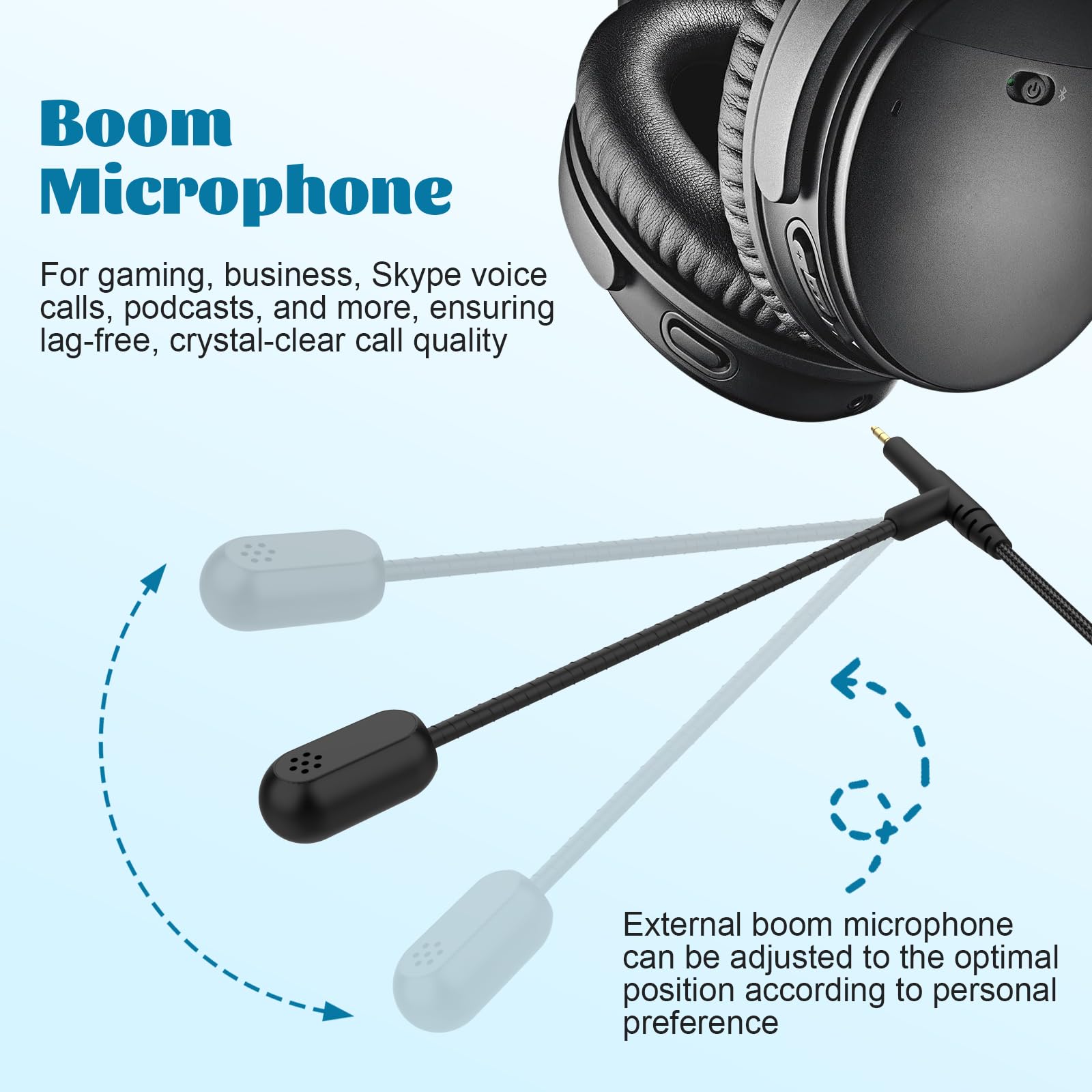 Mic For Headphones Toeasor QC35 Boom Microphone Gaming Cable