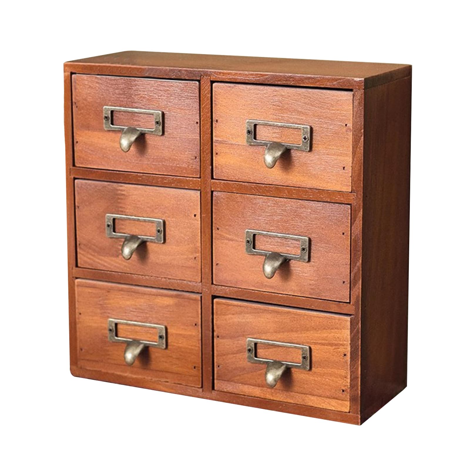 MESCXTY Wooden Desk Drawer Organizer, Classic Vintage Organizer for Tabletop, Wood Storage Box, Desktop Organizing Cabinet with Drawers Office Study Table(6-DrawerA, Brown)