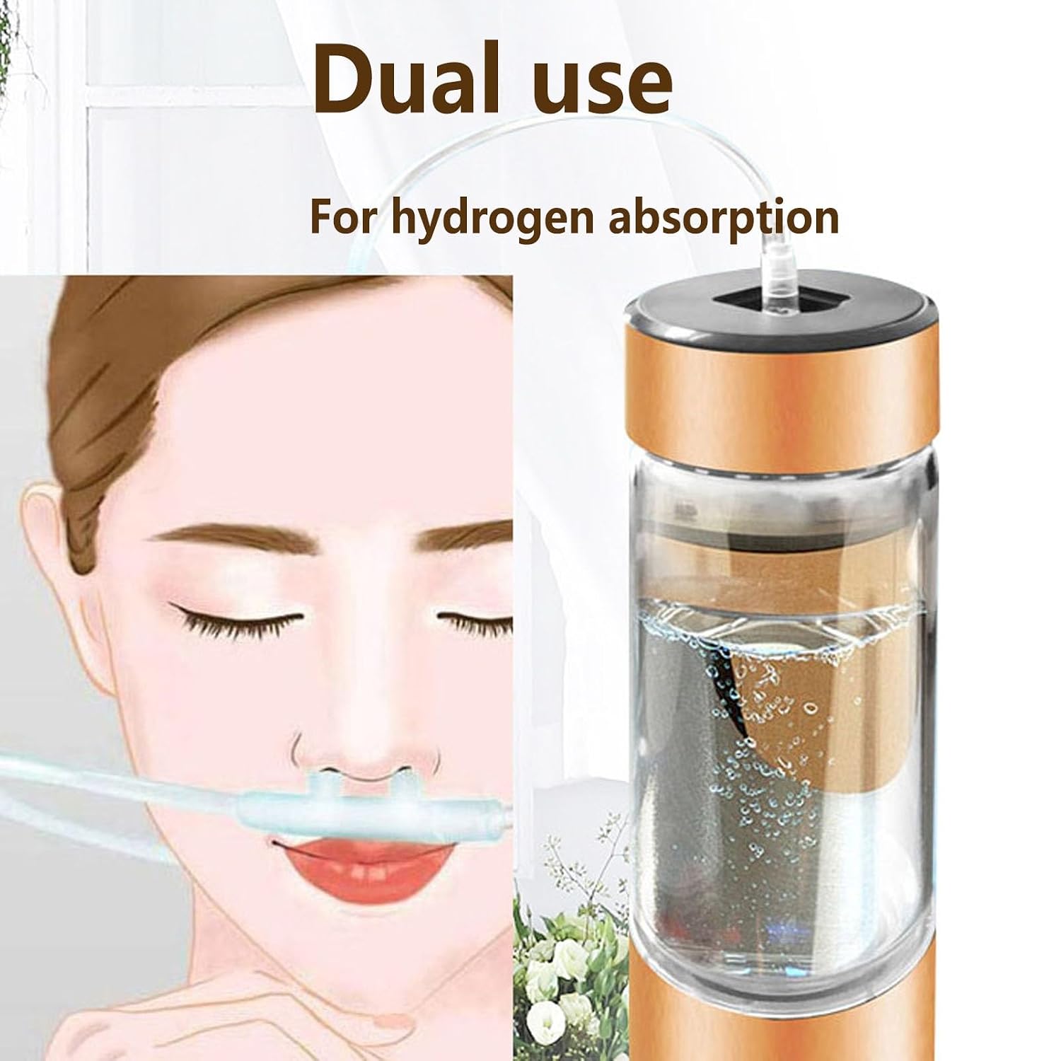 Hydrogen Water Bottle Generator 2-in-1 Hydrogen Water Ionizer Machine with Hydrogen Absorber Portable Hydrogen Rich Water Bottle Make Hydrogen Content to 1300 PPB 410 Ml