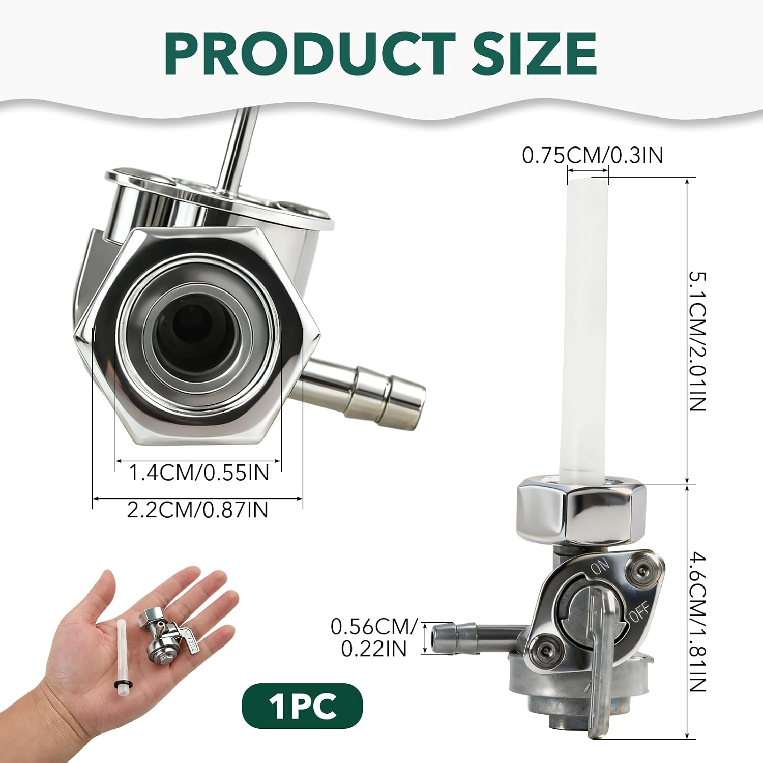 M16x1.5mm Fuel Shut Off Valve, Universal Generator Petcock Compatible with Predator 4000 6500 DuroMax Powermate Generac 0J0974, Gas Tank Switch Valve for Small Engine Repair and Maintenance
