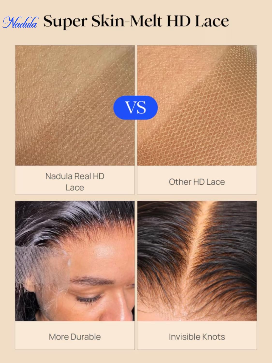 Nadula Glueless 5x5 Thin HD BlendAway Body Wave Lace Closure Bye Bye Knots Wigs Human Hair Pre Cut/Plucked/Bleached Match All Skin Tones Pre Everything Glueless Wigs 180% Density 18inch