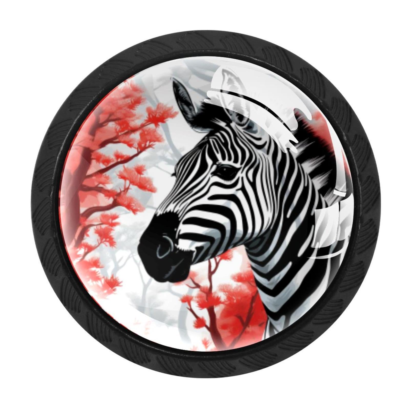 CHENZZZZ Zebra Cabinet Knobs 4 Pieces Drawer Kitchen Cabinets Dresser Cupboard Wardrobe Unique Pulls Handles