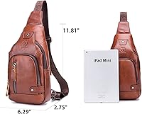 Vista 2 de LUKZIJAES Bolso bandolera de cuero genuino para hombre marrón (#1-Brown)