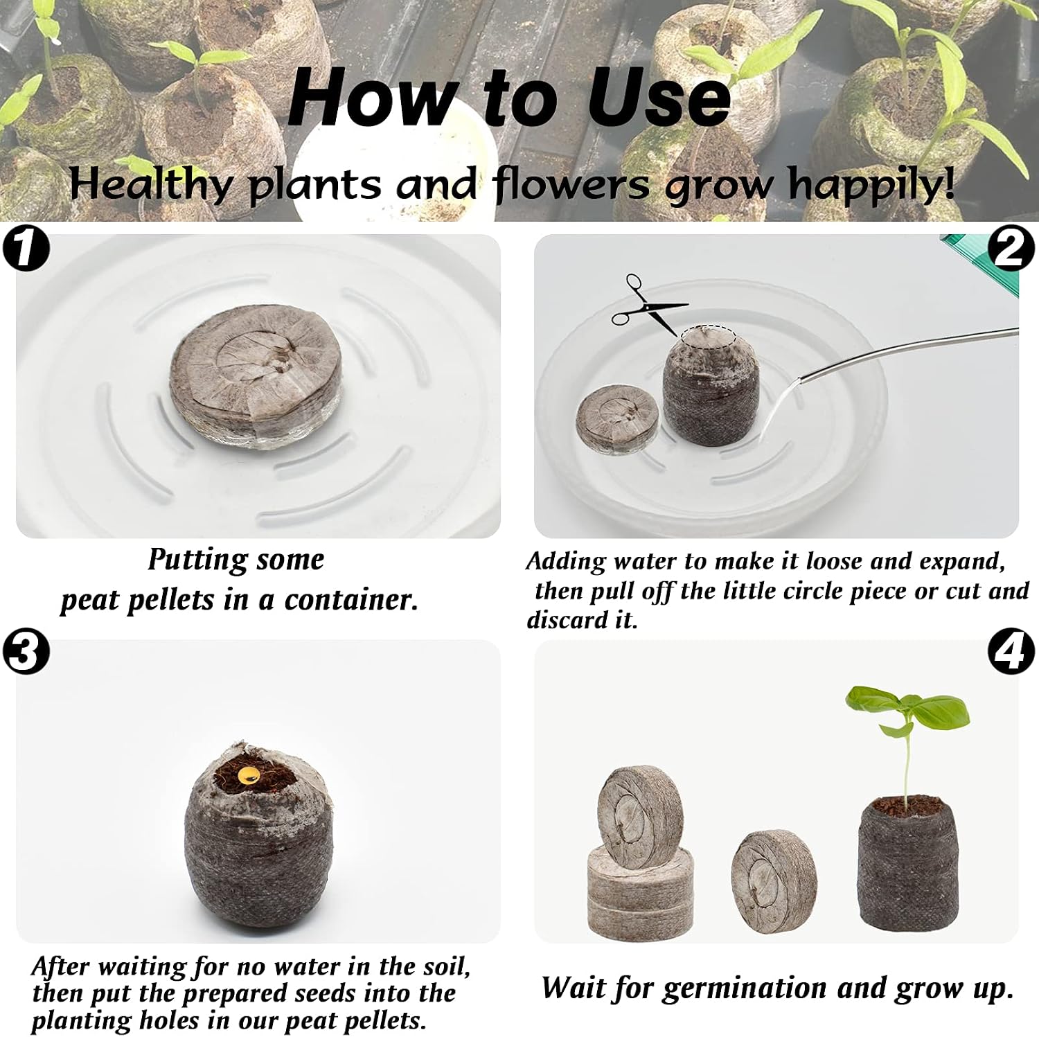 ZeeDix 100 Pcs 30mm Peat Pellets Seed Starter Soil Pods Plugs for Vegetable, Seedling Soil Block Compressed Peat Nutrient Seed Pods for Planting Easy Transplant with 100 Plant Labels & 2 Garden Tools