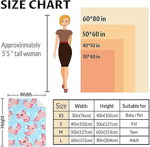 Miniatura 3 de Axolotl - Mantas para mujeres y niñas, 40 x 50 pulgadas, bonita manta de ajolote para regalo, felpa suave y mullida azul para sofá, sofá