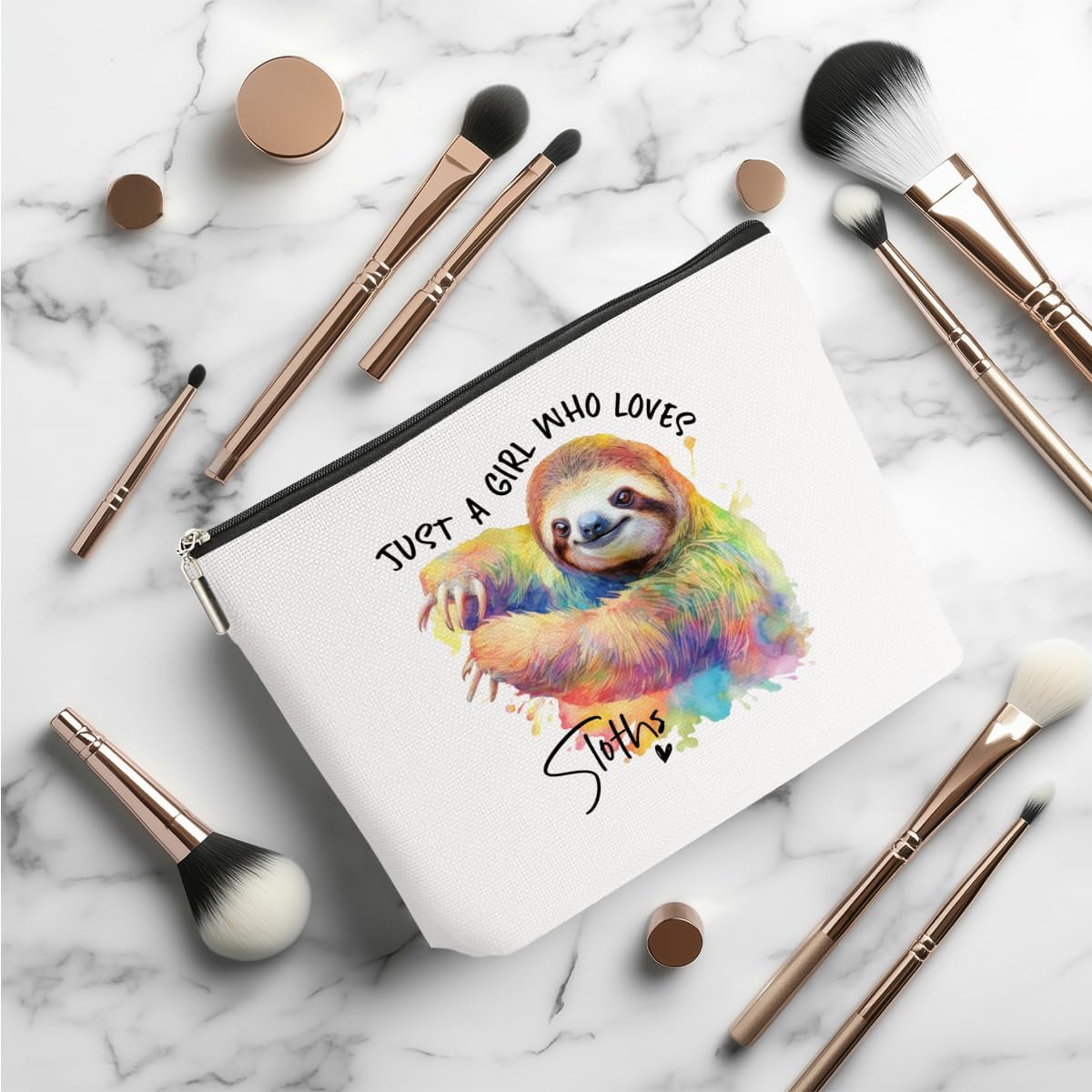 Sloth Gifts Makeup Bag Sloth Stuff Sloths Lovers Cosmetic Bag Travel Organizer Bags Makeup Pouch, Christmas Birthday Animal Lovers Gifts for Women Girls Friends - Image 3