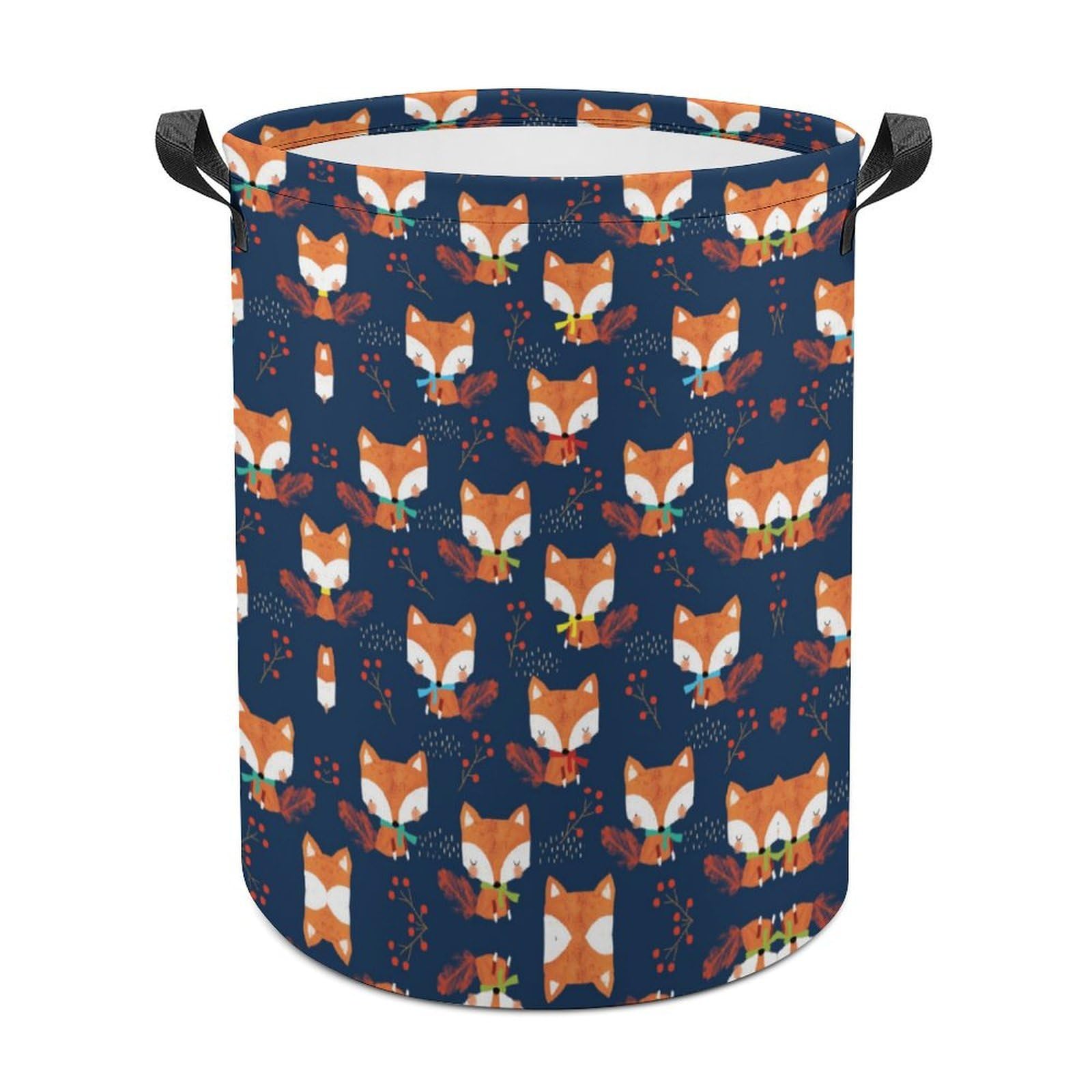 MHYRAC Laundry Hamper, Cute Scarf Fox Laundry Basket, Washing Basket with Handle