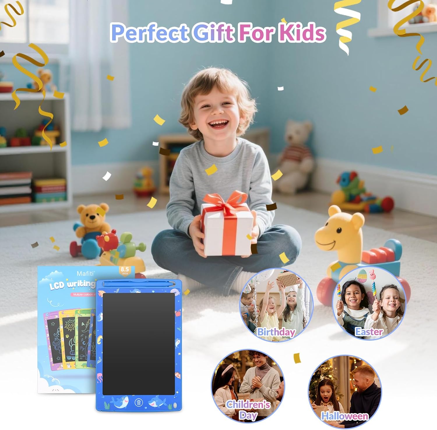 4 Pack LCD Writing Tablet for Kids 8.5 Inch Colorful Electronic Writing Drawing Pads Portable Doodle Board Gifts Travel Toys for Kids Boys Girls 3 4 5 6 Year Old - Image 7