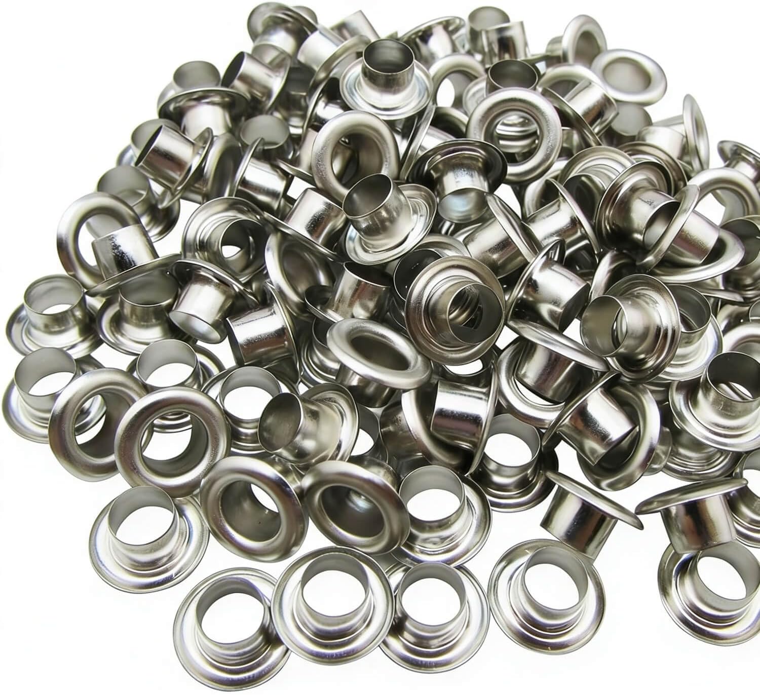 Amanaote 6mm Internal Hole Diameter Silvery Eyelets Grommets with Washer Self Backing Pack of 150 Sets