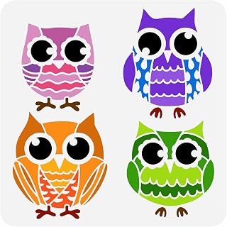 FINGERINSPIRE Owl Cartoon Painting Stencil 11.8x11.8inch Reusable Owl Stencil DIY Art Owl Pattern Drawing Template Animal Theme Stencil for Painting on Wood, Floor, Wall and Furniture