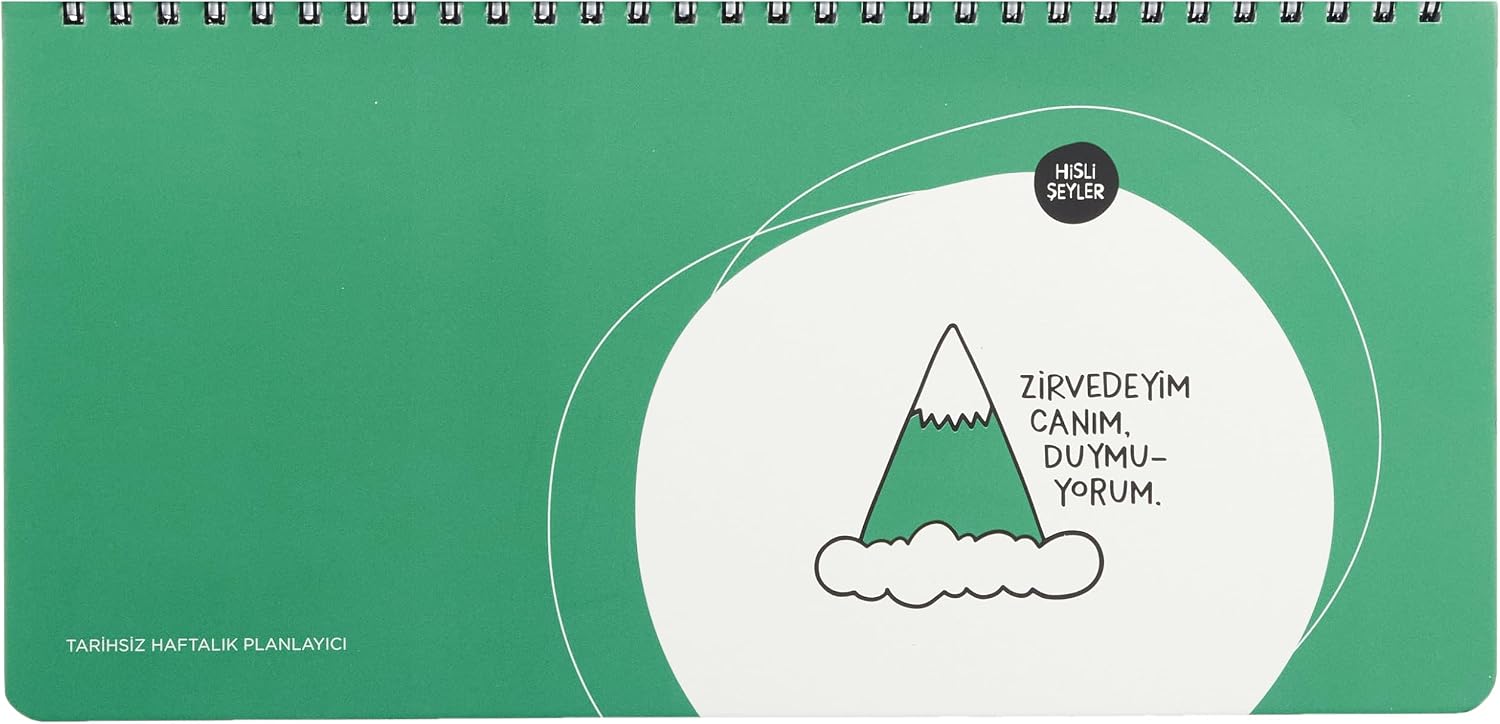 Keskin Color Hisli Şeyler 13x27 Spiralli, Stickerlı Haftalık Planner - Zirvedeyim Canım Duymuyorum, Yeşil