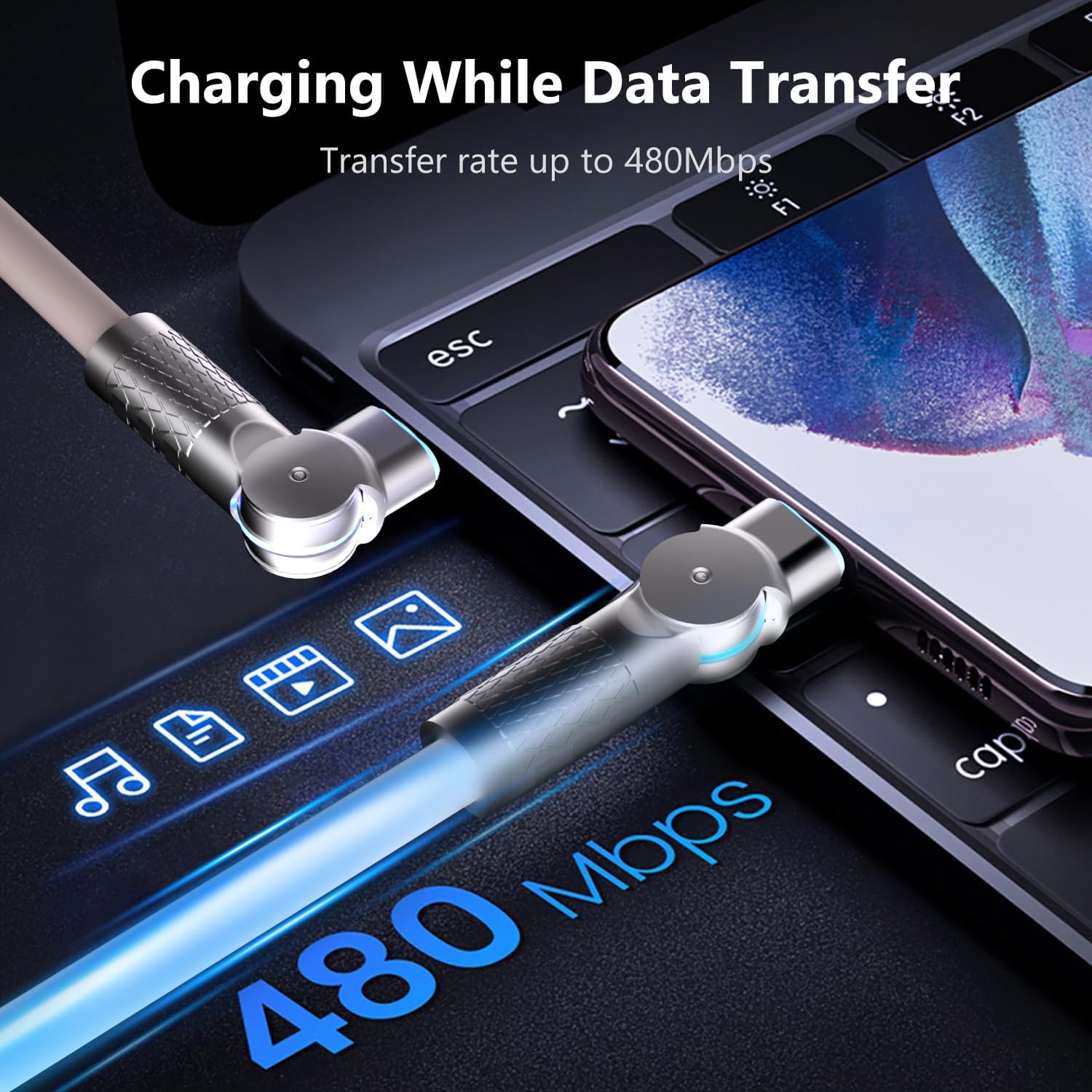 USB C to USB C Cable10ft, 240W 2-Pack USB 2.0, Type C Charger Cable Fast Charge for iPhone 16/16Pro/16Plus/16ProMax,MacBook Air,iPad Pro,Pixel,Samsung Galaxy S23/S24-Orange +White - Image 4