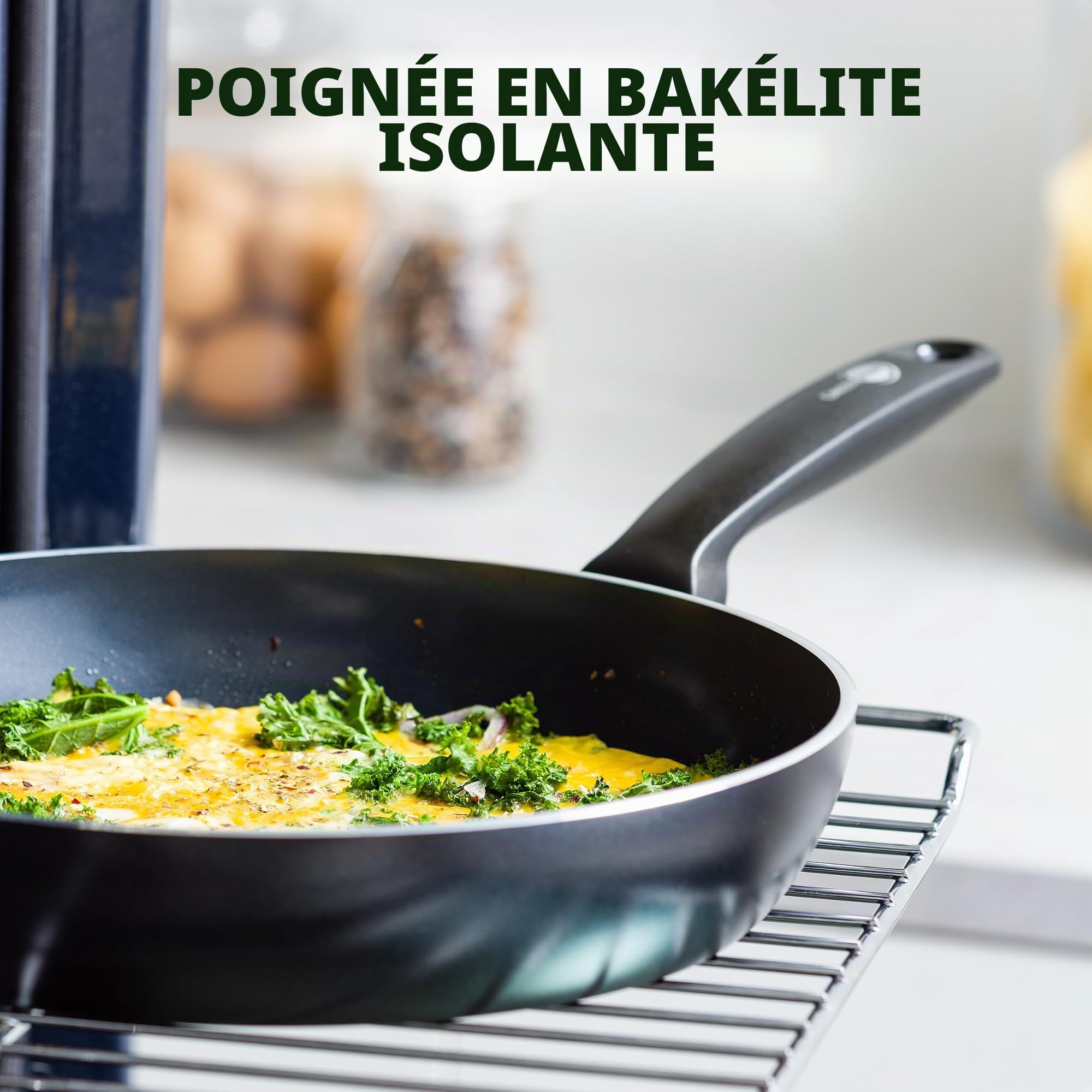 GreenPan Torino Set de Poêles à Frire Antiadhésive 3 pièces en Céramique Saine, 20 cm, 24 cm & 28 cm, Sans PFAS, Induction, Va au four jusqu'à 160°C, Lavable au lave-vaisselle, Noir