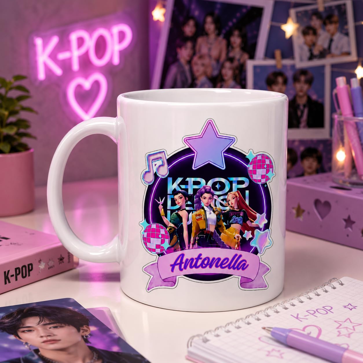 VARZI Tazza In Ceramica Personalizzabile KPop Demon Hunters Mug Bianca Idea Regalo Fan KPop